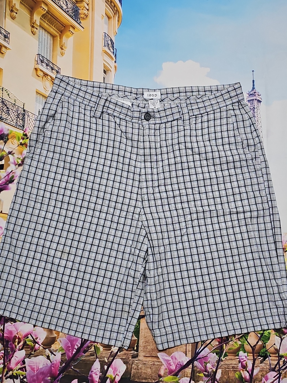 Izod‎ Plaid Chino Shorts Size 36